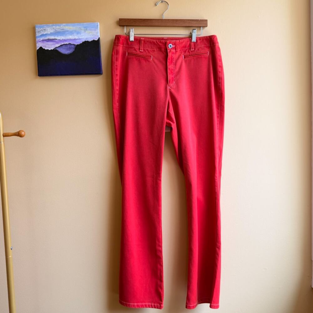 Liz Claiborne Stretch Straight Leg High Waisted Red Pants